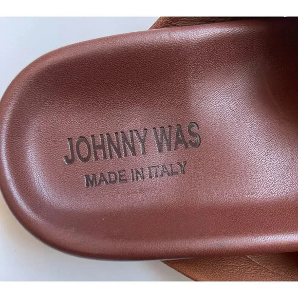 Johnny Was Brown Leather Sandal Slides Shoes 40 9 - Picture 4 of 5